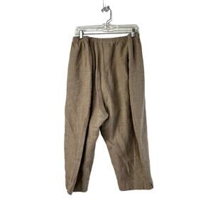 J. Jill Woven Linen Pants Neutrals Plus Size 4X Cropped Length Brown Lagenlook